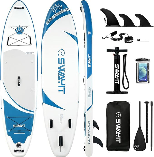 Inflatable Stand Up Paddle Board – Durable SUP for Adults & Youth,33" Wide Blow Up Paddle Board with Paddle, Pump, Backpack,Leash – All Around Stable for All Skill Levels, Carries up to 450 lbs-StrideForce Fitness