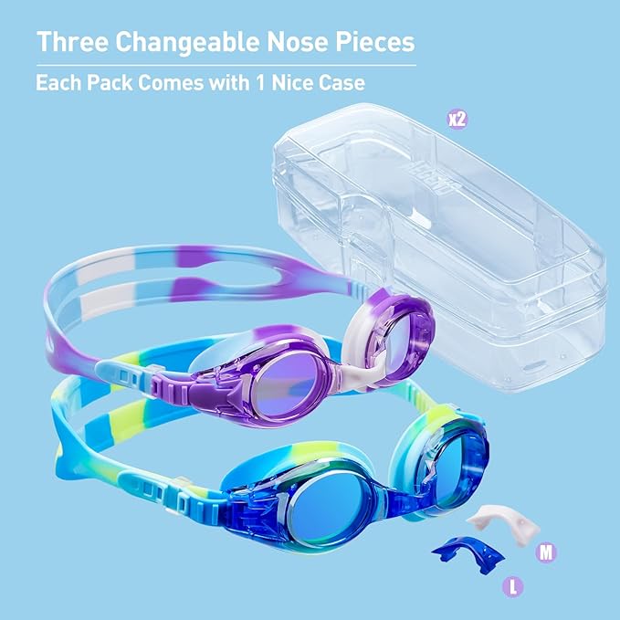 Aegend 2 Pack Kids Goggles, Swimming Goggles for Kids Age 4-16 Boys and Girls Youth, Anti-Fog Waterproof Anti-UV Pool Goggles-StrideForce Fitness