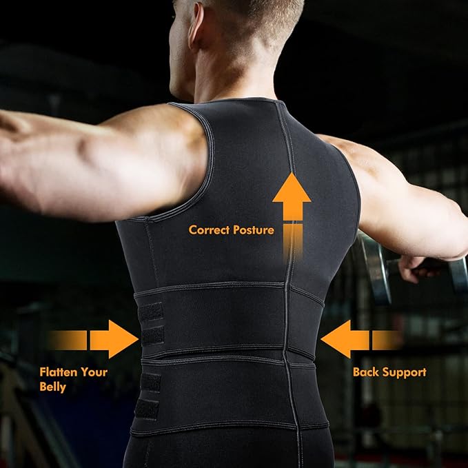 Sauna Vest Waist Trainer for Men - Mens Sauna Suit Double Sweat Belt Body Shaper for Gym Workout Exercise-StrideForce Fitness