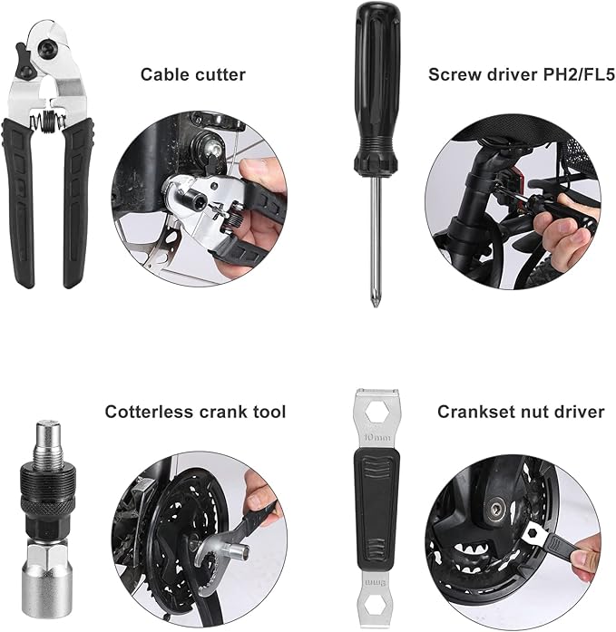 Swiss+Tech 30 Piece Bike Repair Tool Kit, Bicycle Maintenance Tool Set with Storage Case, Bike Accessories for Mountain/Road/Park Bike-StrideForce Fitness