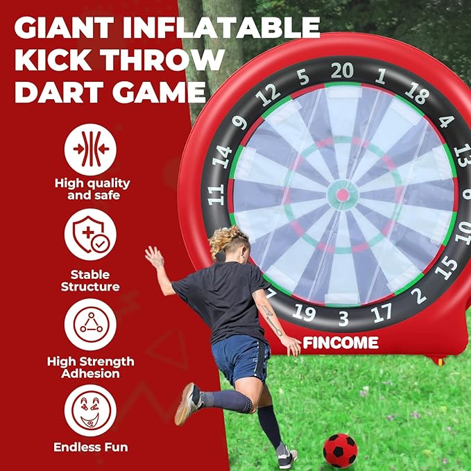 Inflatable 6ft Giant Dartboard, Golf Darts Kick Darts, Soccer & Throw Darts Game with Pump, 2 Kickball, 4 Throw Balls, 20 Golf Balls, Chipping Mat, Giant Dart Board Target Yard Games-StrideForce Fitness