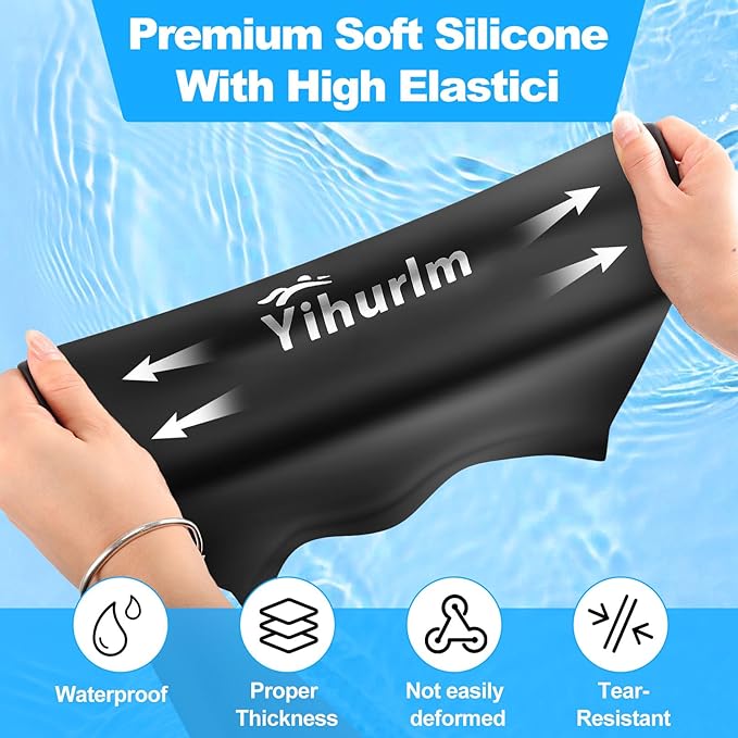 Extra Large Swim Cap,Swimming Caps for Women Men,Swim caps for Women,Waterproof Silicone Swim Cap,Keep Hair Dry,Swim Cap for Braids and Dreadlocks Women,Swim Cap for Long Thick Curly Hair-StrideForce Fitness