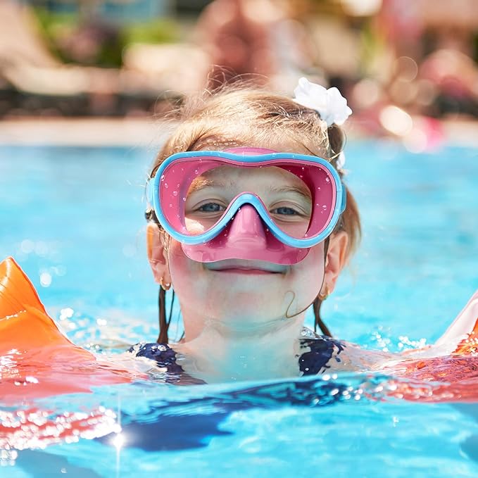 Kids Swim Goggles with Nose Cover, Anti-Leak Swim Mask with Elastic Fabric Strap, UV Protection Swimming Goggles for Kids-StrideForce Fitness