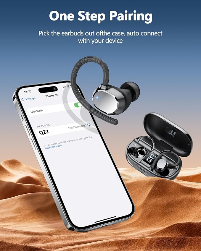 Ear Buds Wireless Bluetooth Earbuds Sport 2025 New Bluetooth 5.3 Headphones with LED Display 128H Playtime Powerful Bass Over Ear Earphones with Earhooks IP7 Waterproof for Gym/Running/Workout-StrideForce Fitness