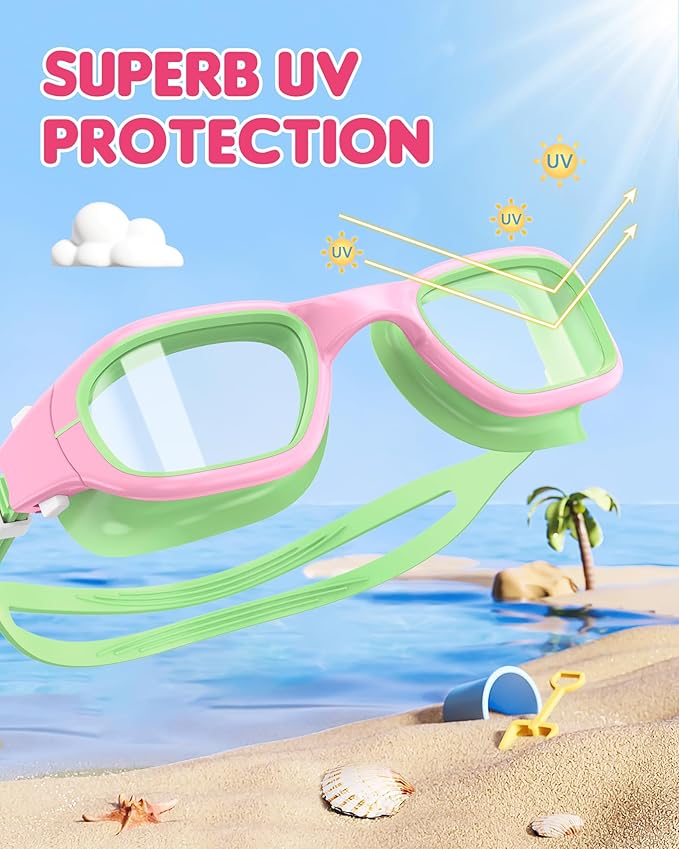 Kids Swim Goggles,Swimming Goggles for Kids 6-14, Anti-Fog UV Protection Pool Glasses for Boys Girls-StrideForce Fitness