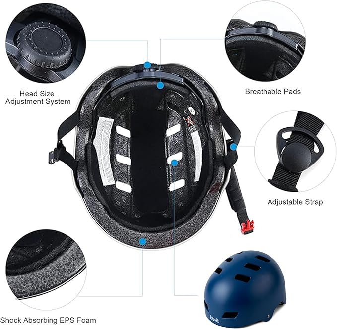 Bike Helmet 3 Sizes for Teenager Kids Youth Adults,Bavilk Skateboard Helmet Adjustable Multi-Sport Bicycle Cycling Scooter Roller Skate Inline Skating Rollerblading for Girls Boys Women Men Teen-StrideForce Fitness