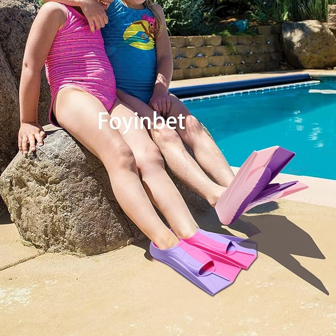 Kids Swim Fins,Short Kids Fins Youth Swimming Flippers for Lap Swimming Training for Children Girls Boys Beginners-StrideForce Fitness
