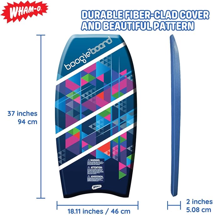Wham-O Boogie Boards, 37" Body Board for Beach, Lightweight Bodyboard with Wrist Leash for Beginners and Training All Wave Conditions(1 Pack)-StrideForce Fitness