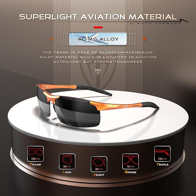 ATTCL Men's Sports Polarized Sunglasses Men for Driving running Fishing Golf - UV Protection Sun glasses Metal Frame-StrideForce Fitness