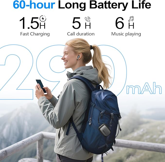 kurdene Wireless Ear Buds Bluetooth 5.4 Headphones 60H Playtime Deep Bass Stereo Earbuds with Mic Comfort Lightweight in Ear Earphones for Workout/Running Black-StrideForce Fitness