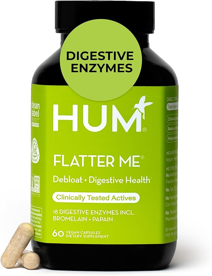 HUM Flatter Me Digestive Enzymes Bloating Supplement - Fast-Acting Bloat Relief for Digestive Health & Debloating Multi Enzyme | Bloat Pills, Anti Bloat Pills, Vegan 60 Servings-StrideForce Fitness
