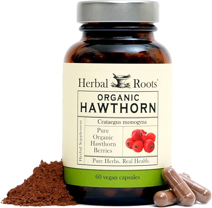 Herbal Roots Organic Hawthorn Berry Capsules | Extra Strength 1,200mg per Serving | 60 Vegan Capsules-StrideForce Fitness