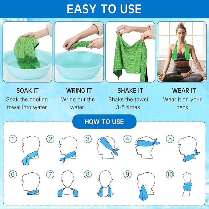 Shellwei 80 Pcs Cooling Towel Bulk 40 x 12 Inch Double Layer Microfiber Chilly Cold Towel for Neck Gym Yoga Running Workout Sports(Rose Red, Light Blue, Green, White)-StrideForce Fitness