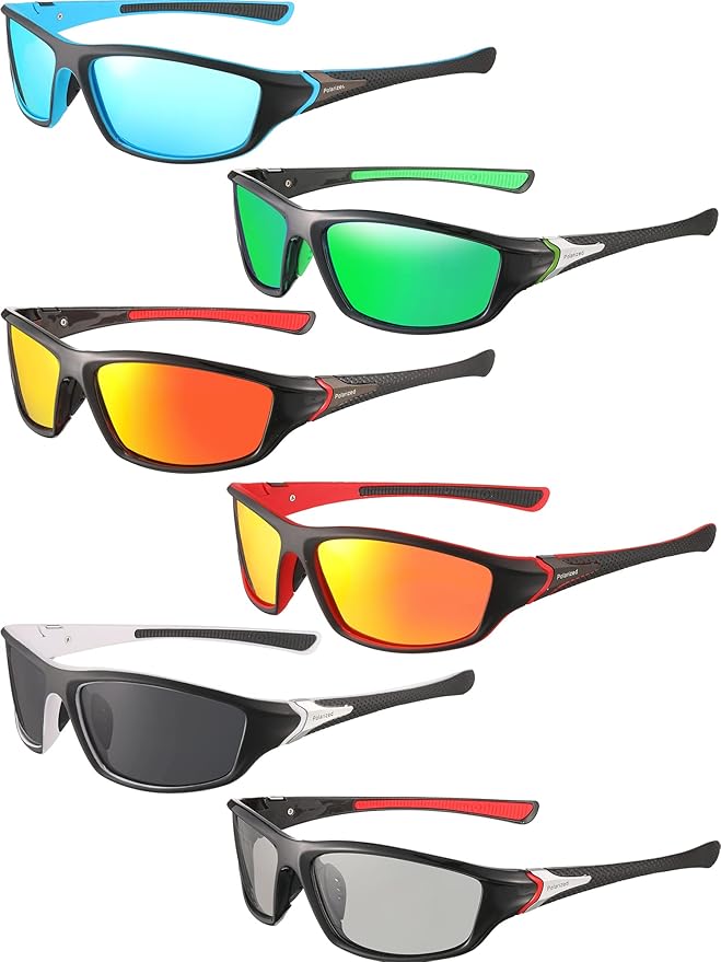Frienda 6 Pack Polarized Sport Sunglasses for Men Multipack Fit over Glasses Pack Lot Set Men's Sport Fishing Eyeglasses-StrideForce Fitness