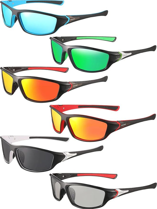 Frienda 6 Pack Polarized Sport Sunglasses for Men Multipack Fit over Glasses Pack Lot Set Men's Sport Fishing Eyeglasses-StrideForce Fitness