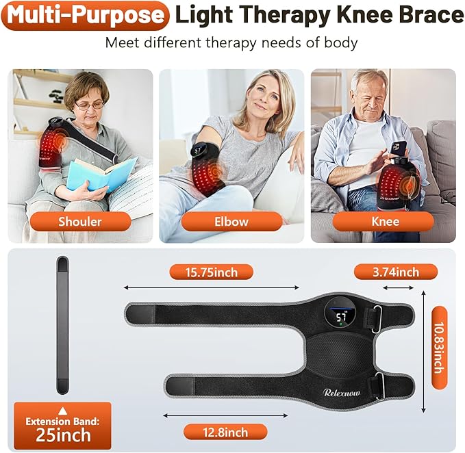 Red Light Therapy Knee Brace with Vibration Knee Massage, Extension Band, Wireless Rechargeable Controller,660nm&850nm Near Infrared Light Therapy Heated Device for Knee/Elbow/Shoulder Pain Relief-StrideForce Fitness