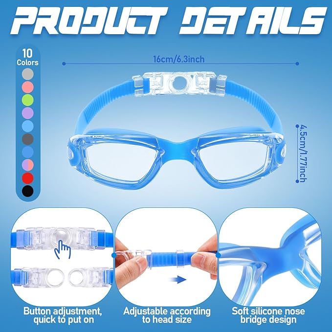 Konohan 10 Pack Swim Goggles Bulk for Kids adult Pool Goggles Anti Fog Silicone No Leak Swimming Glasses for Men Women Youth-StrideForce Fitness
