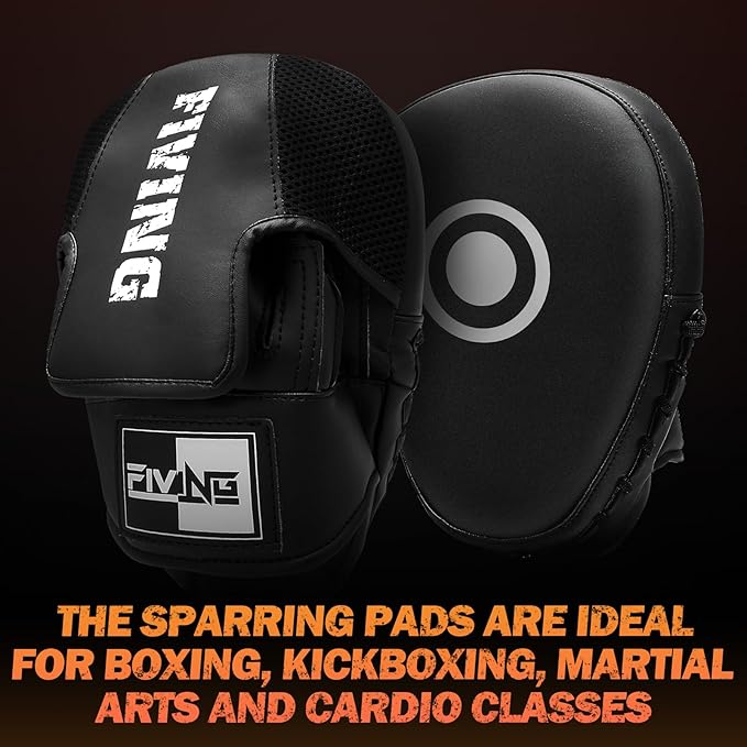 Boxing Pads for Men, Women, & Kids, Leather Focus Mitts for Martial Arts, Boxing Training, Curved Punch Mitts for Karate, Kickboxing,Muay Thai, Taekwondo-StrideForce Fitness