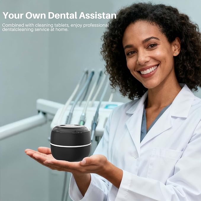 Voraiya Ultrasonic Retainer Cleaner 45kHz Retainer Cleaning Denture Pod Ultrasonic Cleaner Machine, Ultrasonic Machine for Aligner, Retainers, Mouth Guards, Night Guards, Dental Trays Braces