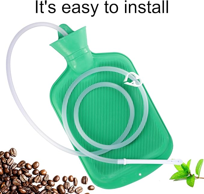 Enema Bag Kit with 5ft Hose Coffee Enemas at Home Water Shower Douche Colon Detox Cleanse Kit with Enema Tubing, Enema Tips, Clamp and Hook (Green, 2 L)-StrideForce Fitness