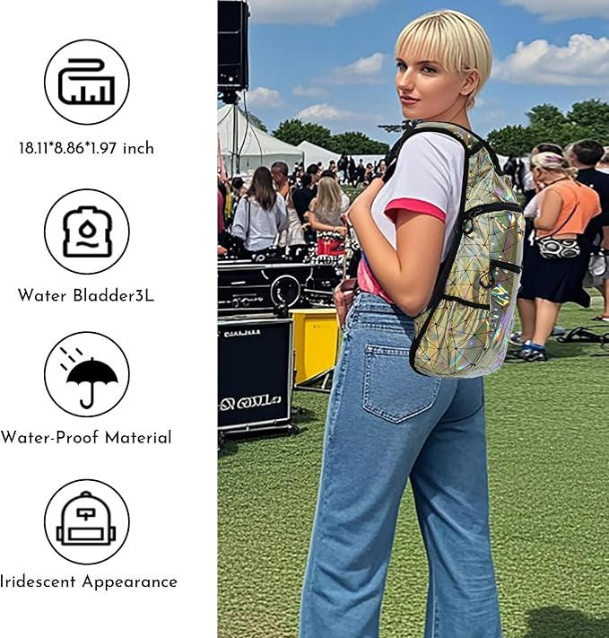Reflective Hydration Backpack, Hydration Pack - Water Backpack with 2L/3L Hydration Bladder, Essential for Festivals - Rave Hydration Pack for Hiking, Running, Cycling, and Festivals-StrideForce Fitness