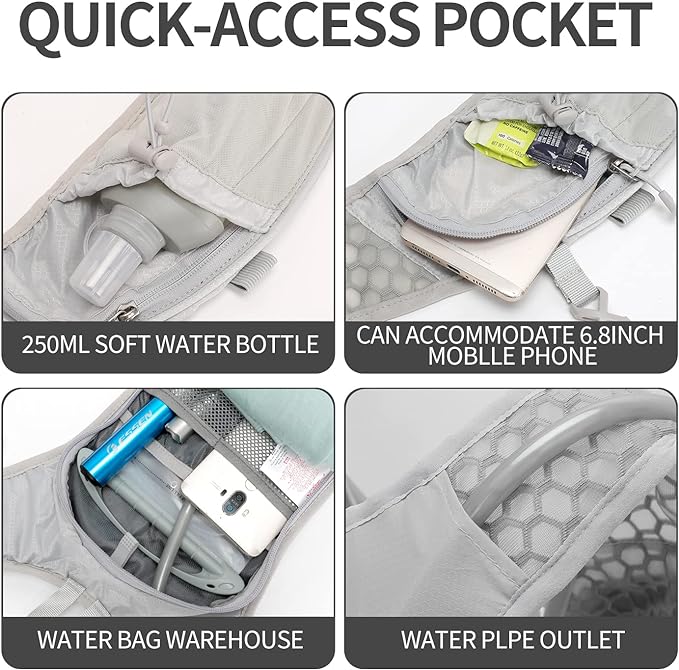 Hydration Pack Backpack, Lightweight Water Backpack with 2L Leakproof Hydration Bladder Daypack for Men Women,Running Hydration Vest for Outdoor Trail-StrideForce Fitness