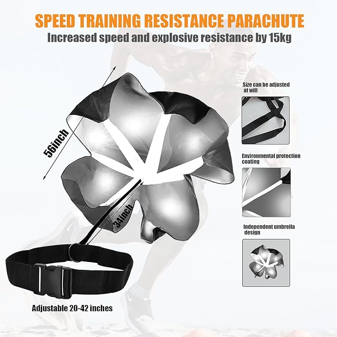 Running Speed Training, 56 inch Speed Drills Resistance Parachute Running Sprint Chute Soccer Football Sport Speed Training-StrideForce Fitness