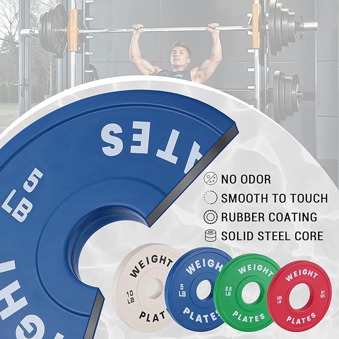 2 in Change Plates 1.25LB Pairs 2.5LB Pairs 5LB Pairs 10LB Pairs 17.5 LB 37.5 LB Set Fractional Weight Plates Set,Bumper plates for Gym Home,Rubber Coating & Steel-StrideForce Fitness