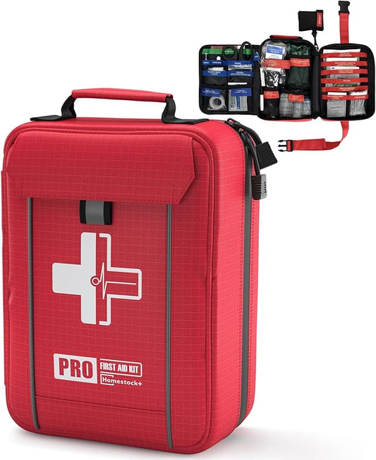 First Aid Trauma Kit,Comprehensive First Aid Kit with Labelled Compartments, Molle System Emergency Kits for Cars, Home, Office, Backpacking, Camping, Traveling, and Cycling-265 Piece-StrideForce Fitness
