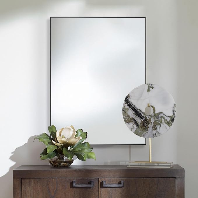 27x36 Inch Black Bathroom Mirror for Wall, Aluminum Frame Rectangle Rectangular Vanity Mirror, Modern Large for Bedroom, Living Room, Horizontal or Vertical-StrideForce Fitness