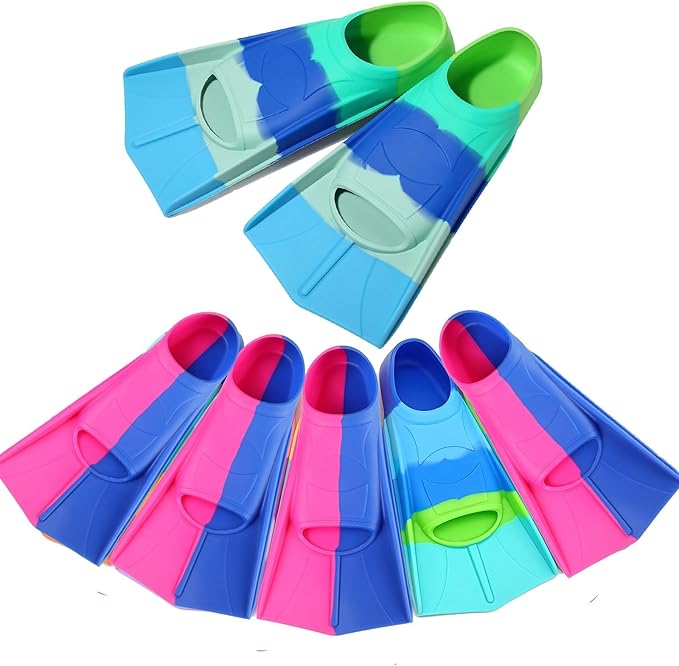 Kids Swim Fins,Short Kids Fins Youth Swimming Flippers for Lap Swimming Training for Children Girls Boys Beginners-StrideForce Fitness
