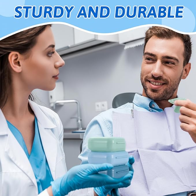 Sherr 120 Pcs Dental Retainer Cases Bulk with Holes 12 Pastel Colors Denture Case Mouth Guard Holder False Teeth Container Multicolored Retainer Holder for Travel Office Home