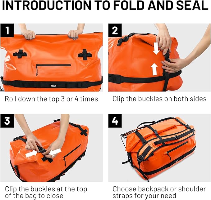 MIER Large Waterproof Duffel Bag Rolltop Dry Backpack Duffle Bags for Kayaking, Rafting, Boating, Swimming, Camping, Travel, Gym, Beach, 60L/80L-StrideForce Fitness
