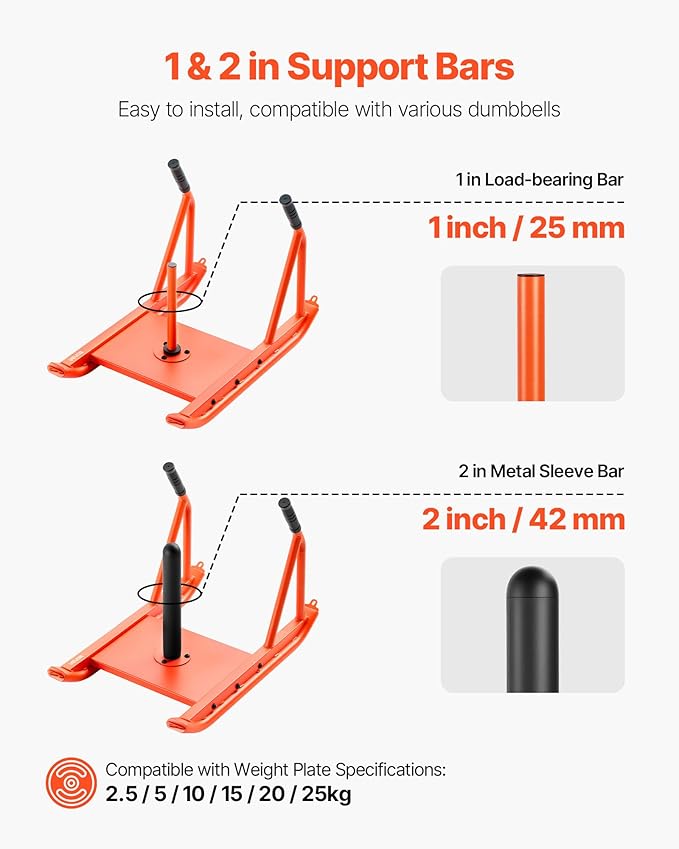 VEVOR Weight Sled, Steel Power Sled, Fitness Strength Training Sleds for Athletic Exercise Speed Improvement, Workout Fitness Equipment with Handle, Compatible with 1/2 in Weight Plates, Orange-StrideForce Fitness
