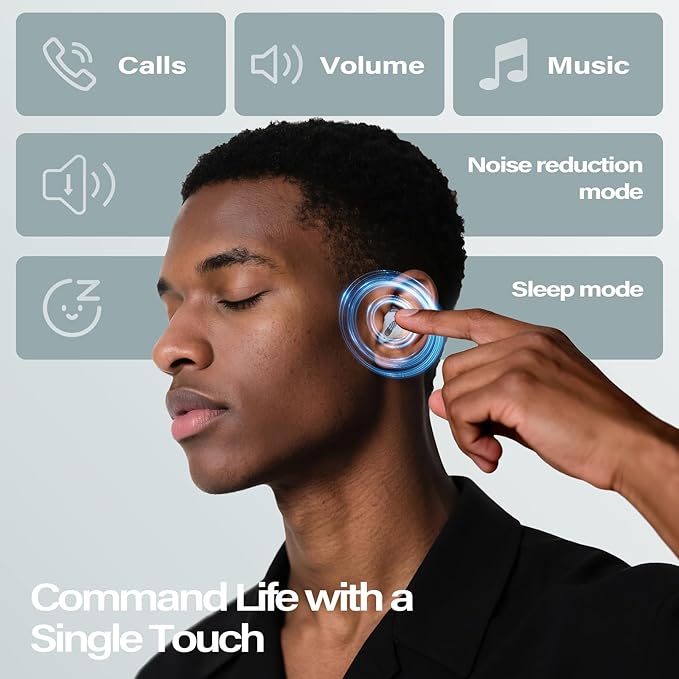 Sleep Earbuds, Mini ANC Wireless Earbuds Bluetooth 5.4 Headphones Deep Bass Stereo, 48H Playtime Ear Buds, 4 ENC Noise Cancelling Mic, In Ear IP7 Waterproof Earphones for Side Sleepers,Touch Control-StrideForce Fitness