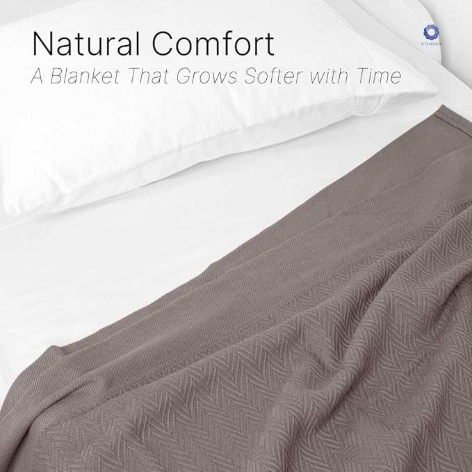 Luxury Cotton Blankets for King Bed - Blanket for Ultimate Comfort and Warmth, Herringbone Cozy Lightweight,Soft and Breathable Design Ideal for Cuddling for All Seasons Dark Grey-StrideForce Fitness