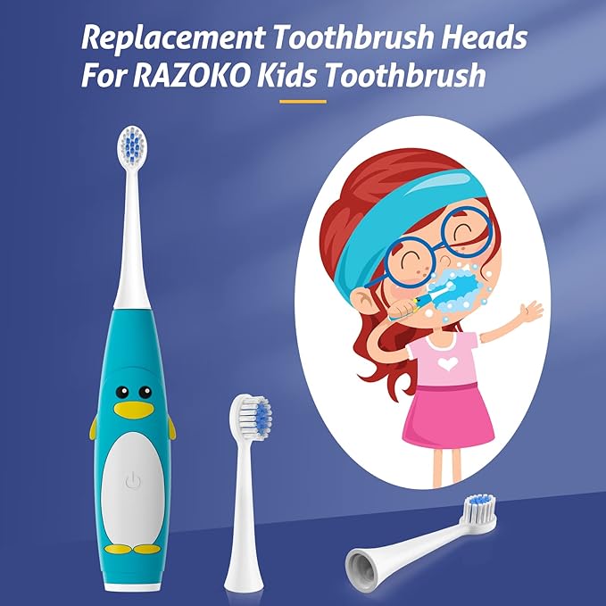Replacement Toothbrush Heads for Razoko Kids Toothbrush 6 Pack