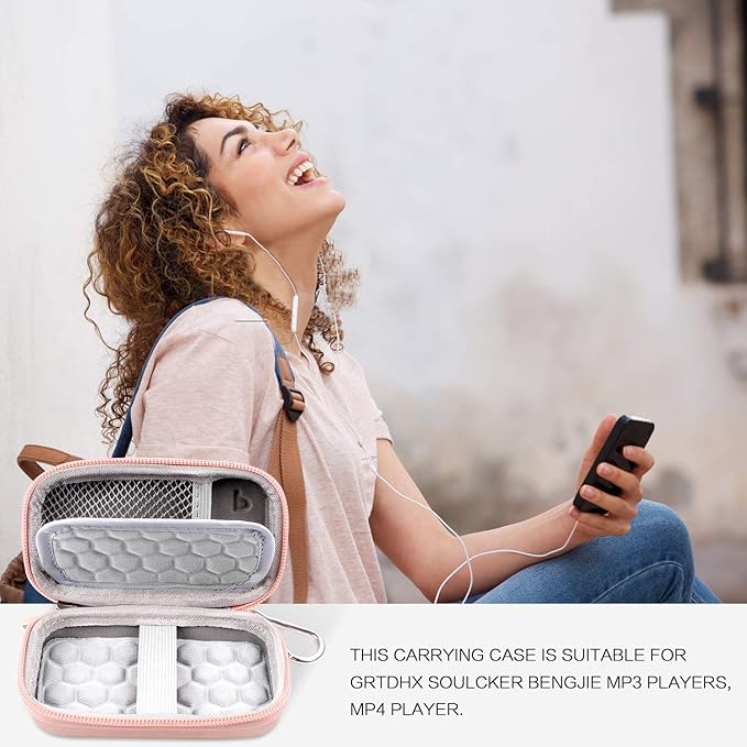 MP3 & MP4 Player Case for SOULCKER/G.G.Martinsen/Grtdhx/iPod Nano/Sandisk Music Player/Sony NW-A45 and Other Music Players with Bluetooth. Fit for Earbuds, USB Cable, Memory Card - Rose Gold-StrideForce Fitness