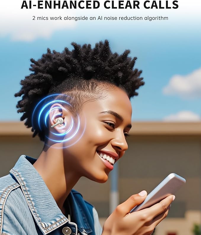 Open Ear Earbuds, Clip-On Earbuds Wireless Bluetooth, Ear Clip Bluetooth Headphones, Lightweight Comfort, Ergonomic Secure Fit for Small Ears, Ultra Open Audio, Waterproof, 40H Playtime-StrideForce Fitness