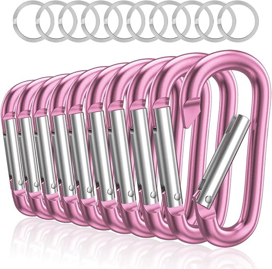 sprookber 3" Aluminum Carabiner D Ring, Caribeener Clips, Spring Snap Hook for Keychain Clip, Set of 10-StrideForce Fitness