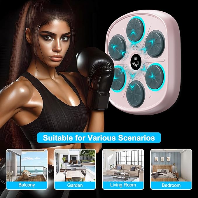 2025 New Model Smart Music Boxing Machine for Adults and Kids, Training Machine with LED Electronic Wall Mounted, Home Indoor Workout Equipment with Premium Boxing Gloves-StrideForce Fitness