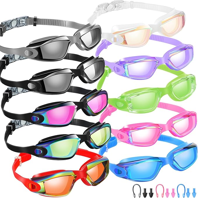 Konohan 10 Pack Swim Goggles Bulk for Kids adult Pool Goggles Anti Fog Silicone No Leak Swimming Glasses for Men Women Youth-StrideForce Fitness
