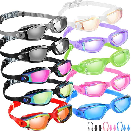 Konohan 10 Pack Swim Goggles Bulk for Kids adult Pool Goggles Anti Fog Silicone No Leak Swimming Glasses for Men Women Youth-StrideForce Fitness