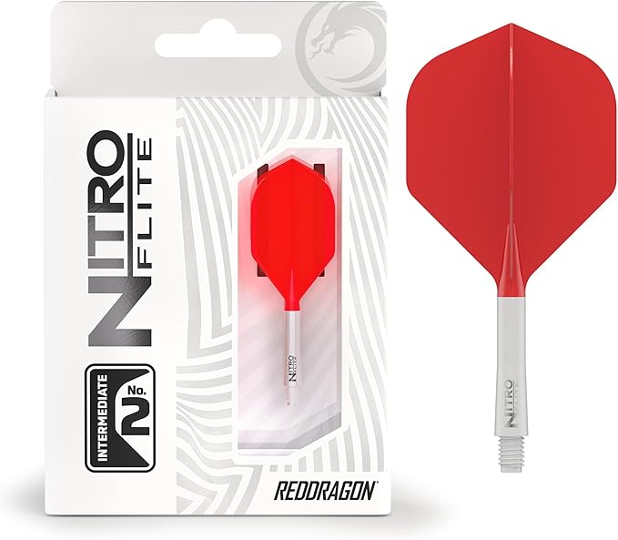 RED DRAGON Darts – Nitro Flite Integrated Flight & Shaft System – No.2 Shape and Design - Available in Short, Intermediate & Medium - Available in Variety of Colours - Professional Darts Accessories-StrideForce Fitness