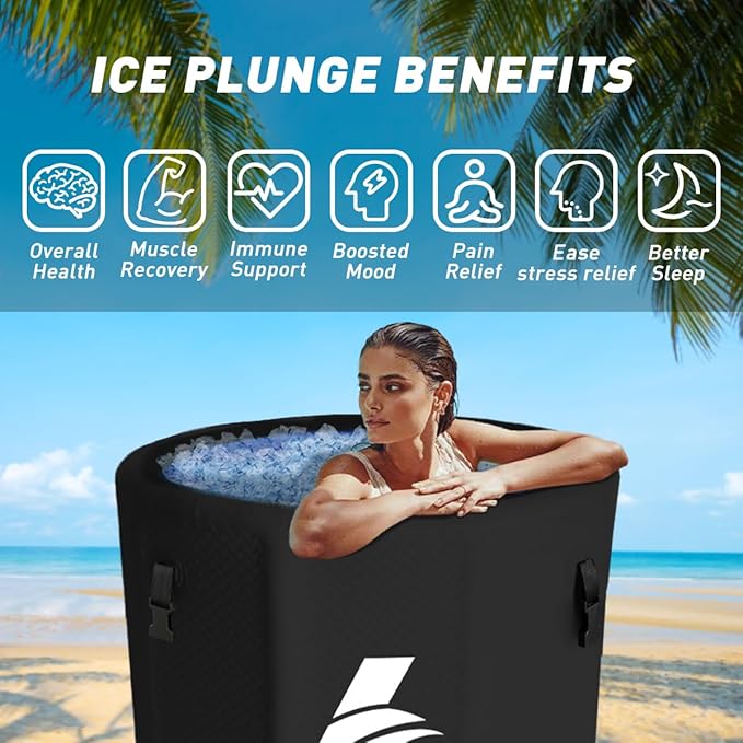 Lumizone Inflatable Cold Plunge Tub 118 Gallons Capacity Ice Bath Portable Ice Bath Tub Compatible With Water Chillers with Lid Drop Stitch PVC Double Layer Seals Oversized for Athletes-StrideForce Fitness