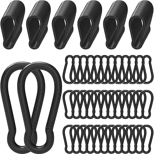 100Pcs 2.4" Carabiner Clip Spring Snap Hook, M6 2-3/8 Inch Heavy Duty Black Small Carabiner, Quick Link Keychain Clip for Keys Swing Set Camping Gym Hiking Traveling(260 lbs Capacity)-StrideForce Fitness