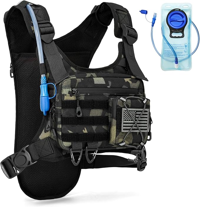 Hydration Vest with 2L Water Bladder for Men and Women,Lightweight Adjustable Hydration Backpack,Reflective Running Hydration Chest Bag for Hiking Climbing Cycling-StrideForce Fitness