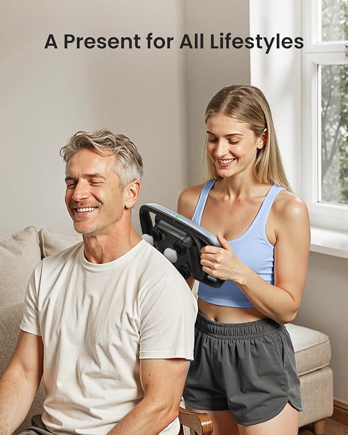 RENPHO Massage Gun Deep Tissue, Handheld Massager with Replaceable 4-Head and Plate, Muscle Percussion Massage Tool for Neck, Back, Leg, Gifts for Women Men, Quad