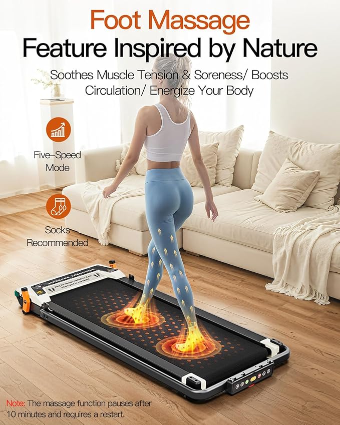 FUNRAY Versatile Walking Pad Treadmill with Incline - Dual-Sided Under Desk Treadmill with Foot Massage,2 in 1 Walking Machine for Home/Office with 330LBS Weight Capacity-StrideForce Fitness