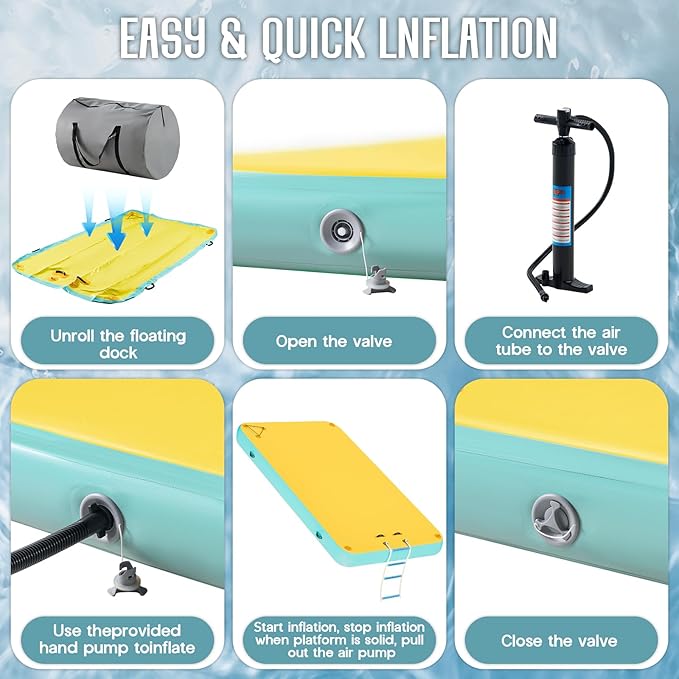 Specraft Inflatable Floating Dock, Non-Slip Air Dock Platform loating Island Raft with Rope Ladder for Pool Lake Beach Ocean-StrideForce Fitness